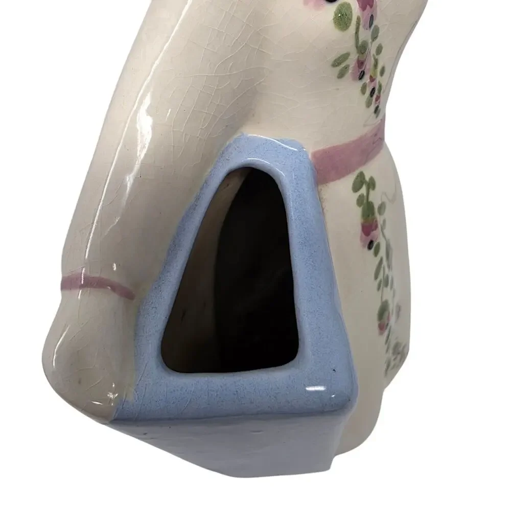 Vintage Art Deco Style Lady Figural Vase Planter Hand Painted Ceramic 9.75